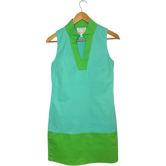 Sail to Sable Dresses & Skirts - Sail to Sable Classic Colorblock Sleeveless Shift Dress green and blue Xs